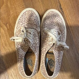 Vans Cream Slip-On Sneakers with Leopard Print
